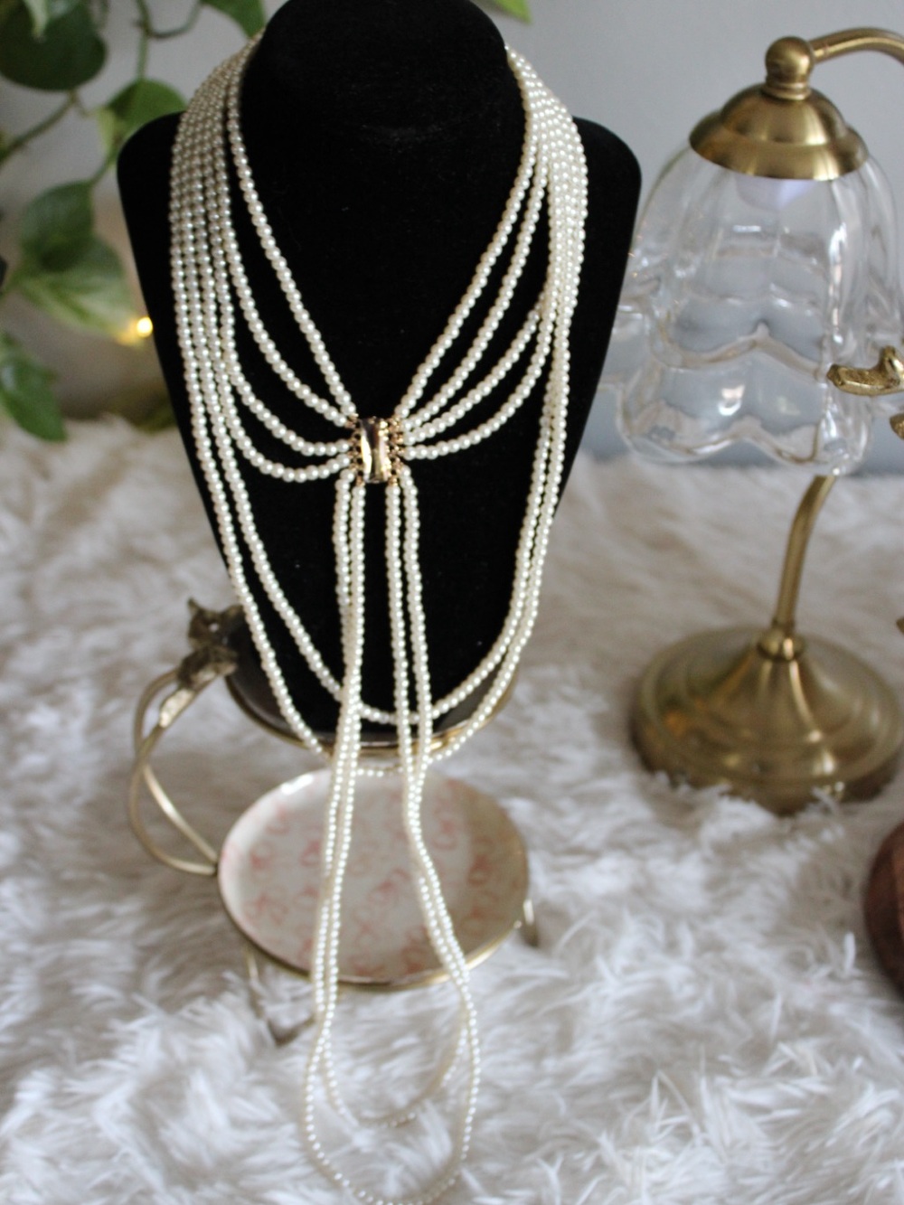 Anthropologie Multi-Strand Faux Pearl Statement Necklace NWT - Picture 14 of 15